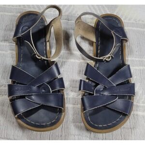 Salt Water Sandals by Hoy Navy Leather Strappy Sandals Size 5 (Women's / Youth
